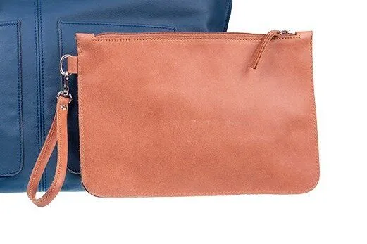 Ritagli di G Ritagli di G Tag und Abend Leder Clutch Tasche LIZ mit Griff 100% Made in Italy, Dunkelbraun, – Produktbild 3 von 3
