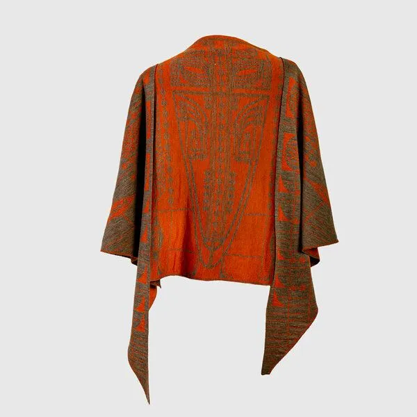 LANARTO slow fashion LANARTO slow fashion Schultertuch Pueblo aus mulesingfreier Merinowolle made in germany, Orange, – Produktbild 2 von 4