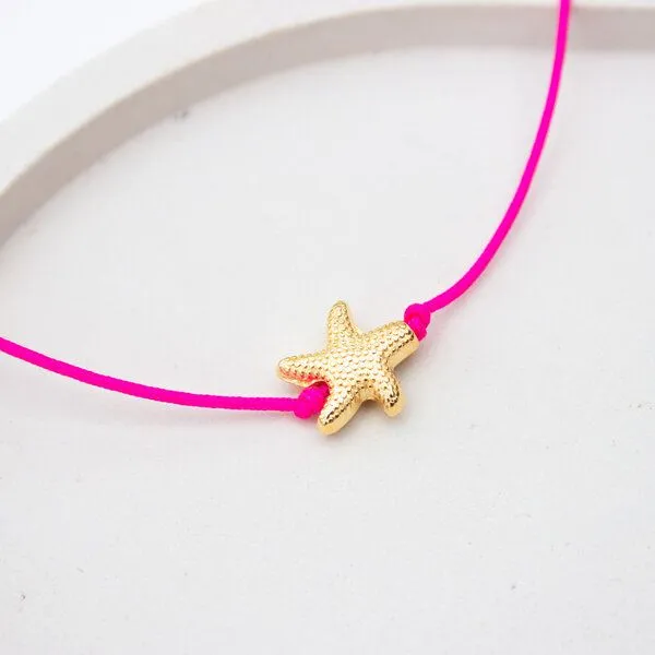 Bow & Hummingbird Bow & Hummingbird Armband auf Karte - Seesternchen, Neon-pink, – Produktbild 1 von 4