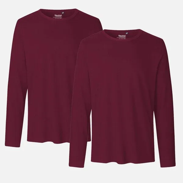 Neutral Neutral® Neutral Doppelpack Long Sleeve Shirt Herren - Bio-Baumwolle, Bordeaux, – Produktbild 1 von 3