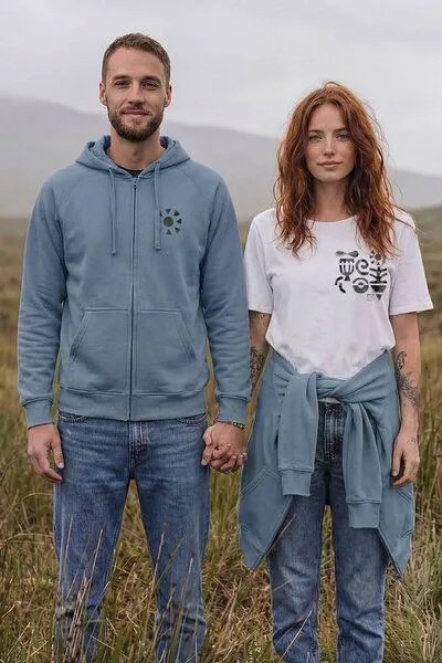 KOKOworld KOKOworld Kapuzenjacke Goa-Zip-Unisex, Dusty-indygo sun&soil (petrol), – Produktbild 2 von 3