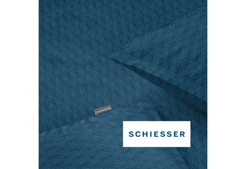 Schiesser Schiesser Bettwäsche Dotted Diamond aus weicher Baumwolle mit Grafikprint, Feinbiber, 2 teilig, OEKO-TEX® MADE IN GREEN, Grün, – Produktbild 4 von 5