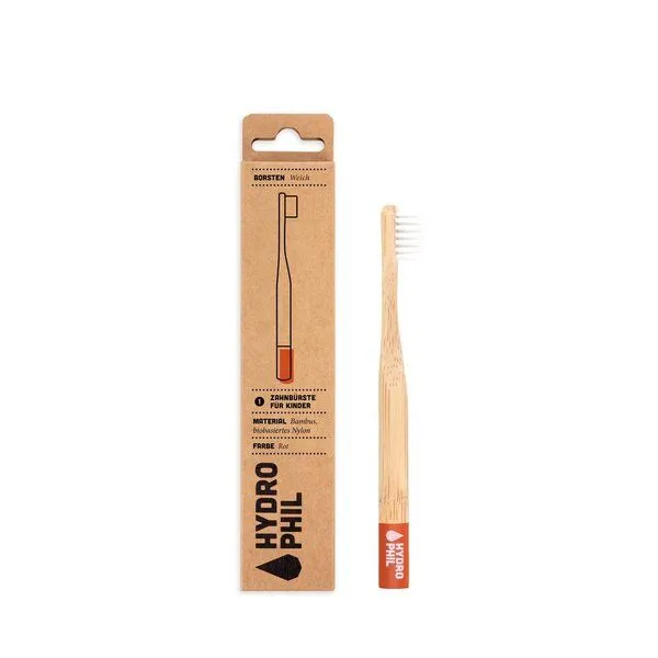 Hydrophil Hydrophil Kinder Zahnbürste aus Bambus | extra weich, Rot, – Produktbild 2 von 2