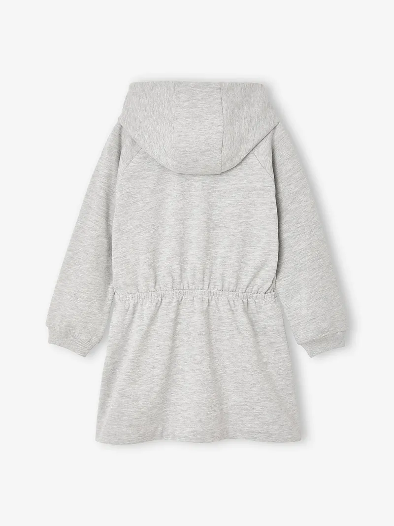Vertbaudet Kurzes Kapuzenkleid Mädchen, Grau meliert, – Produktbild 3 von 4