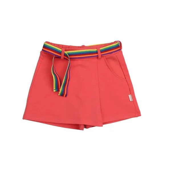 Walkiddy Walkiddy Mädchen Rock GOTS-zertifiziert aus Bio-Baumwolle rosapink „Sun Kissed Pink“ mit gestreiftem Bindegürtel, Blau, – Produktbild 1 von 3