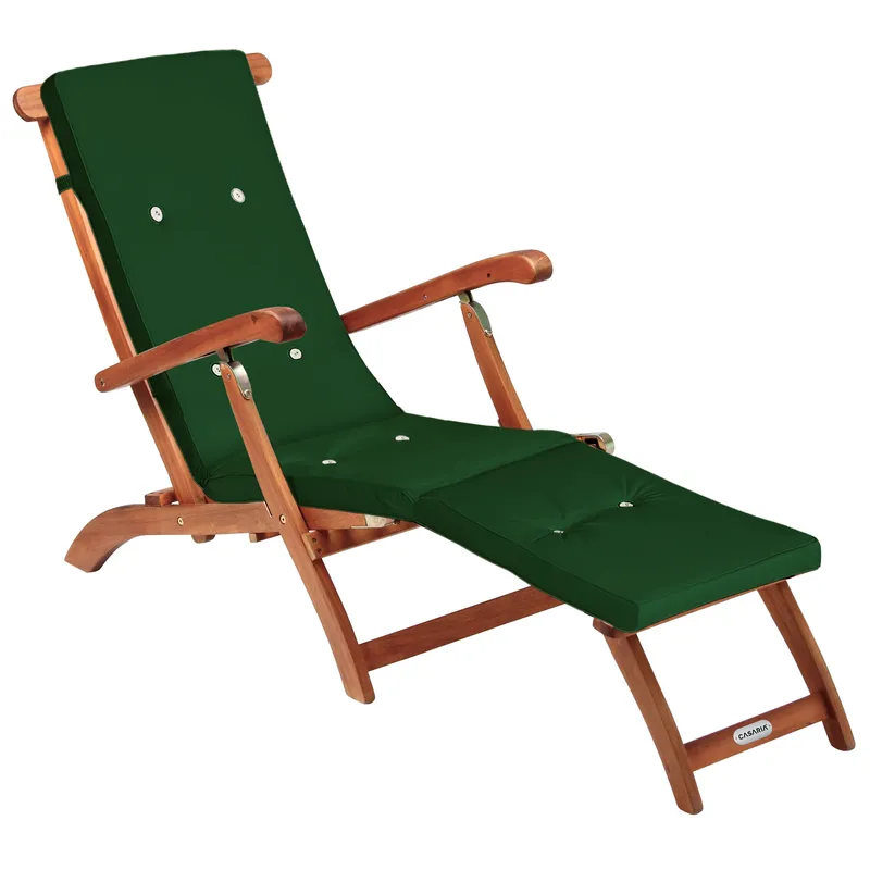 Casaria® Gartenliege Queen Mary® Akazie FSC®-zertifiziert inkl Auflage Grün – Produktbild 1 von 2