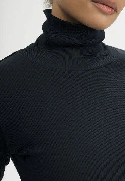 MELA MELA Ripp Rollkragen Langarmshirt Style MUNLI aus 100% Bio-Baumwolle, Schwarz, – Produktbild 4 von 4