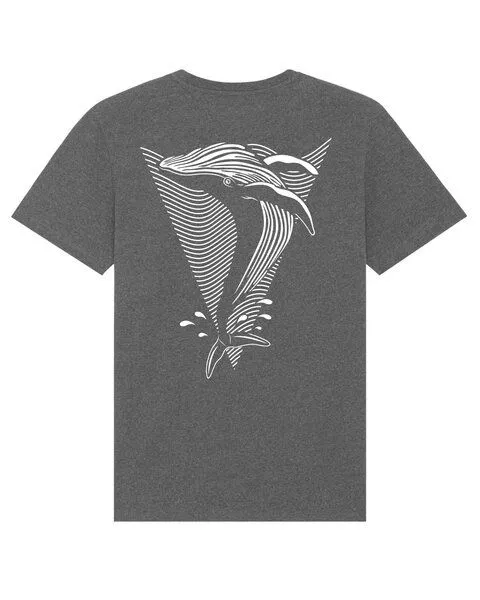 vis wear vis wear Wal - Göttin der Ozeane - Back Print Premium T-Shirt, Schwarz meliert, – Produktbild 1 von 2