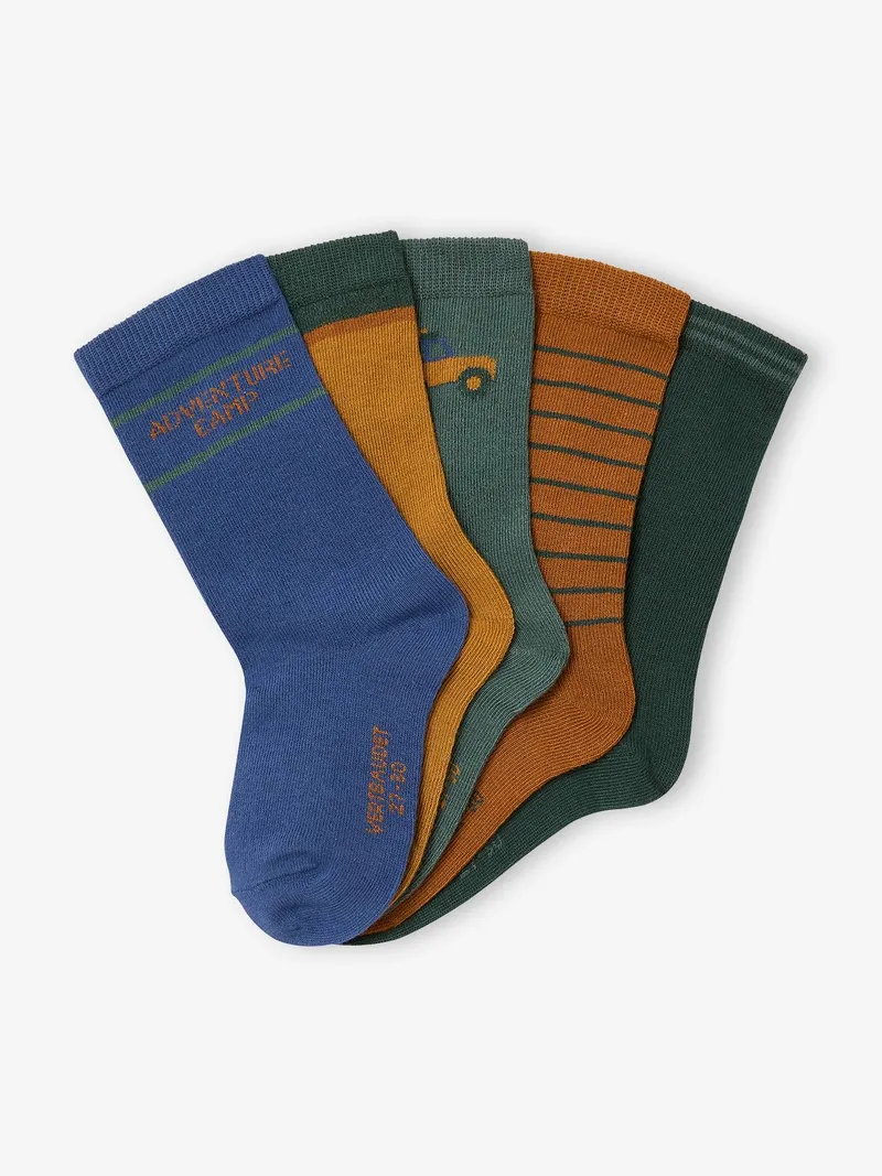 Vertbaudet 5er-Pack Socken Jungen Abenteuer-Motive, Khaki, – Produktbild 2 von 2