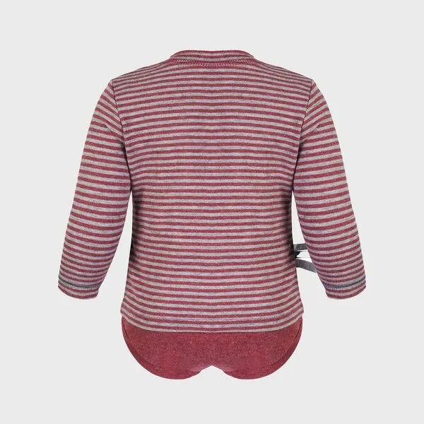 OrganicEra Baby Langarm T-shirt Body, gestreift 'OrganicEra' aus Bio Baumwolle, Bordeaux melange (rot), – Produktbild 3 von 4