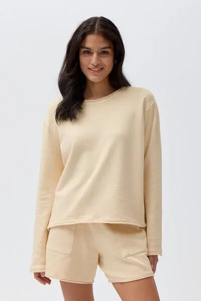 People Wear Organic People Wear Organic Sweatshirt, uni, Bio-Baumwolle, Marzipan, – Produktbild 1 von 4