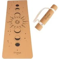 Divasya Divasya Leichte Kork Yogamatte | rutschfest & nachhaltig | in 4 Yoga-Designs | mit Tragegurt, Natural, – Produktbild 2 von 8