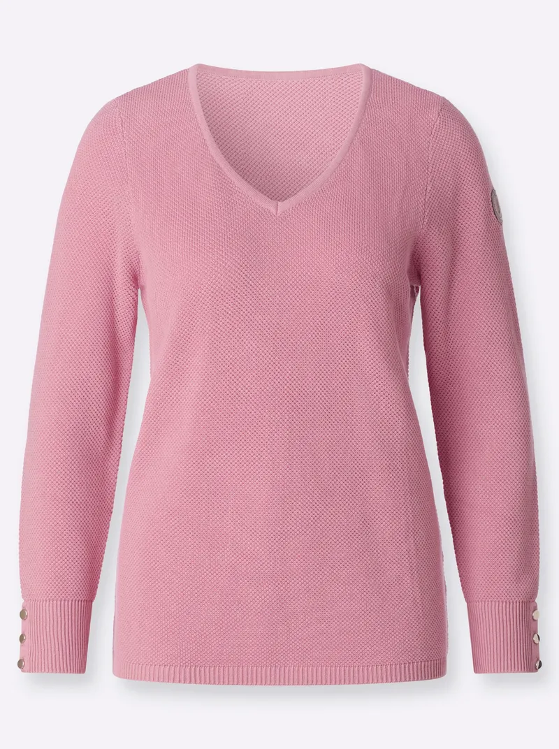 Witt V-Ausschnitt-Pullover altrosa, Altrosa, – Produktbild 1 von 2