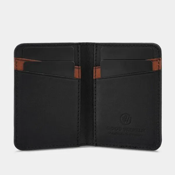 GOOD WILHELM GOOD WILHELM Klassische Bi-fold Geldbörse mit RFID Schutz - Vachetta Leder, Schwarz, – Produktbild 3 von 3
