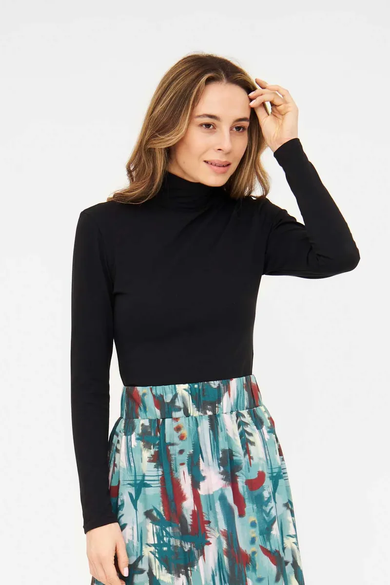 WiDDA Widda Damen vegan Top Rollkragenpullover Neo Schwarz, Dunkelblau, – Produktbild 2 von 2