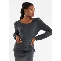 Alma Lovis Alma & Lovis Bluse mit Ärmelraffung aus Tencel und Wolle | Wool-Ten Bluse, Dark petrol (dunkelblau), – Produktbild 1 von 1