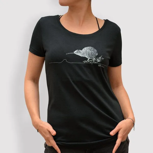 little kiwi little kiwi Damen T-Shirt, "Kiwi", Modal, Schwarz, – Produktbild 1 von 3