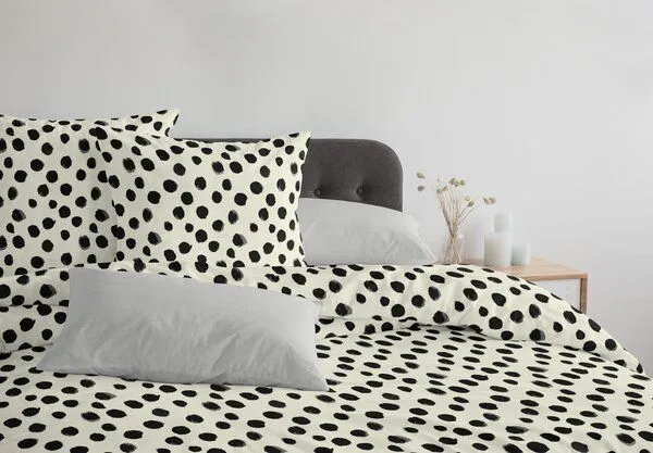 Nature by Adam Nature by Adam Bettwäsche 2tlg aus Leinen und Bio-Baumwolle - Made in Germany - Dots, Natur-schwarz, – Produktbild 4 von 4