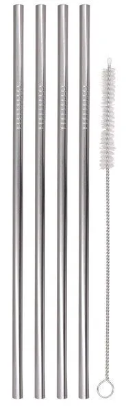Dora's Dora's Edelstahl-Trinkhalme (4er Set) – Gerade Form – Inklusive Reinigungsbürste – Plastikfrei & Wiederverwendbar – Produktbild 2 von 4
