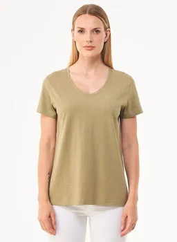 ORGANICATION ORGANICATION Damen Basic T-Shirt aus Bio-Baumwolle mit V-Ausschnitt – Produktbild 1 von 1