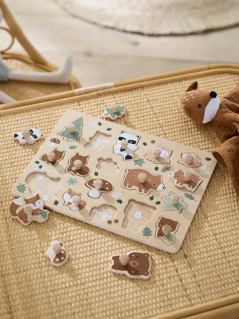 Vertbaudet Baby Steckpuzzle GRÜNER WALD, Mehrfarbig, – Produktbild 3 von 4