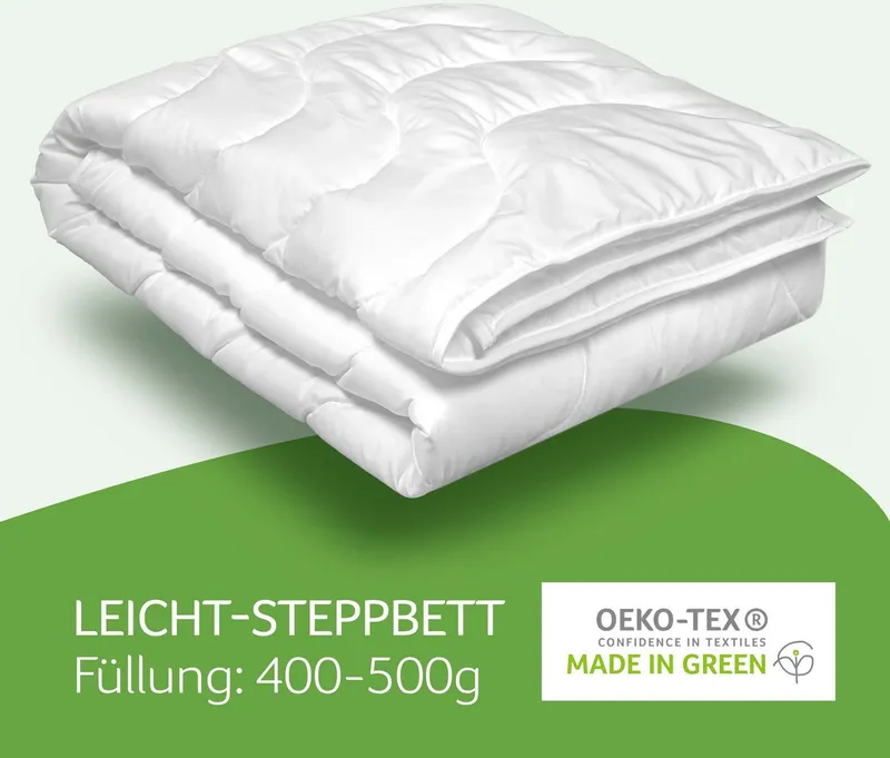 John Cotton Microfaserbettdecke Julia, Bettdecken für Sommer und Winter, Füllung: Polyester, Bezug: 100% Polyester, Bettdecke 135x200 cm, 155x220 cm, Made in Green, Decke, Weiß, – Produktbild 6 von 7