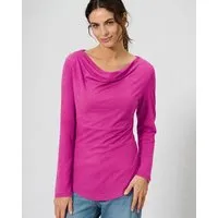 HempAge HempAge Damen Langarmshirt mit Wasserfallkragen Hanf/Biobaumwolle, Candy, – Produktbild 1 von 1