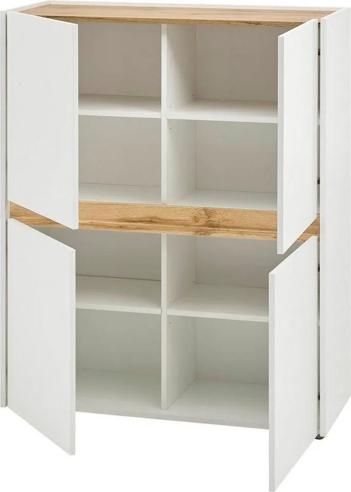 Home affaire Highboard City/Giron, moderner Schrank, Kommode, Stauraumschrank, Hochschrank, zeitlos, modern, ausreichend Stauraum, vielseitig einsetzbar, Weiß, – Produktbild 5 von 5