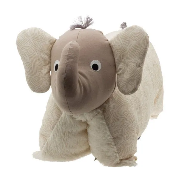 Flosinn Flosinn Kuschelkissen Elefant als Reisekissen mit Teddyplüsch aus Baumwolle Personalisierbar, Beige, – Produktbild 3 von 3