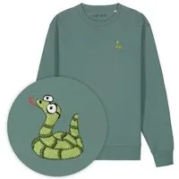 LIGARTI Bestickter Pullover – Schorsch die Schlange – LIGARTI Tiermanufaktur, Waldgrün, – Produktbild 1 von 1