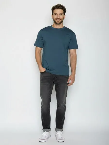 GreenBomb GREENBOMB Basic Fusion - Lässiges Oversize-T-Shirt aus Bio-Baumwolle / GOTS / Fair & Vegan, Blau (blue pine), – Produktbild 3 von 4