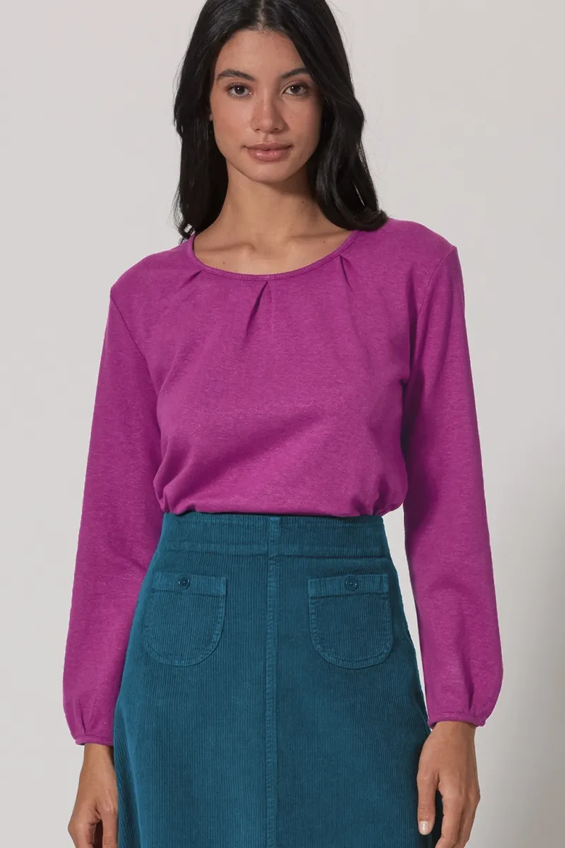 HempAge Hempage Damen vegan Violettes Langarm Top, Violett, – Produktbild 2 von 2