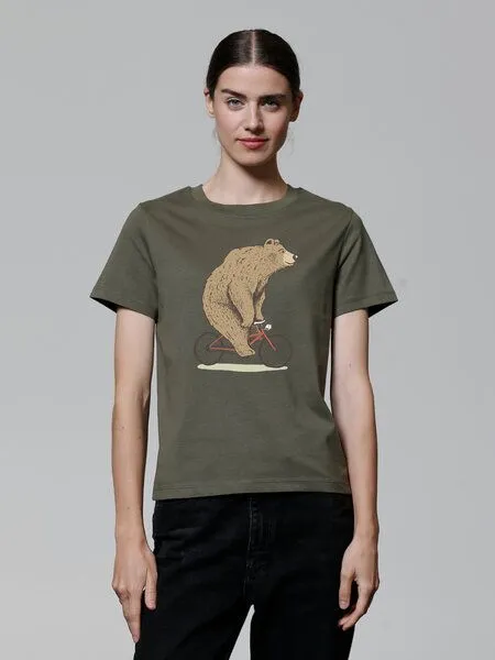 watapparel watapparel T-Shirt Frauen Fahrradbär, Khaki, – Produktbild 2 von 3