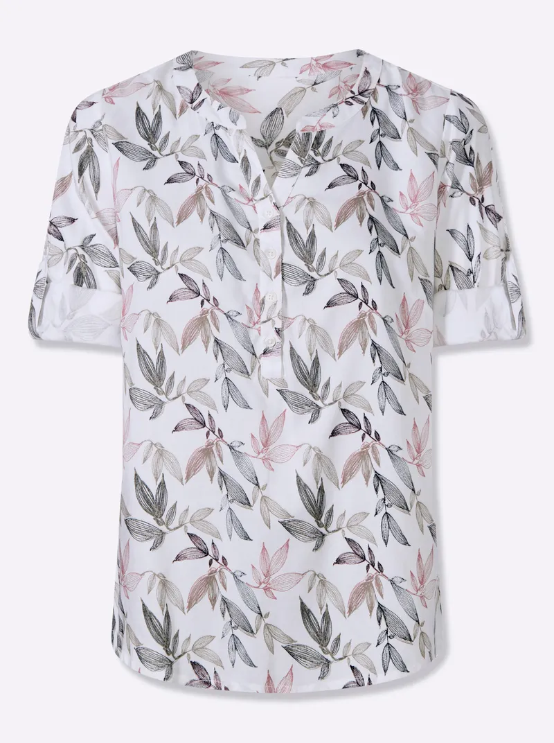 Witt Druckbluse ecru-marine-bedruckt, Ecru-marine-bedruckt, – Produktbild 1 von 2