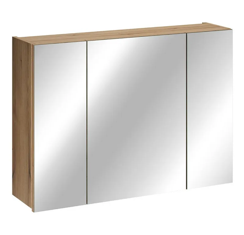 Lomadox Spiegelschrank NEWPORT-56-EVOKE mit 80 cm Breite in Eiche, 3-türig, Braun, – Produktbild 3 von 5