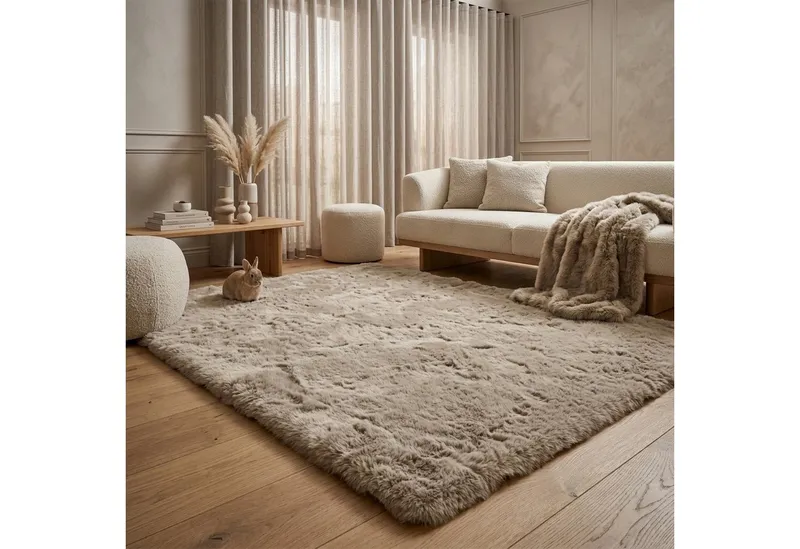 Consilio Concept Fellteppich Teppich Hasenfell Imitat HEAVEN Fell Hochflor rechteckig Höhe: 50 mm, Braun, – Produktbild 3 von 7
