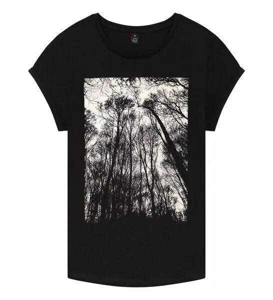 ilovemixtapes ilovemixtapes Forest Rolled Sleeve Damen T-Shirt, Schwarz, – Produktbild 1 von 3