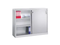 C+P C+P Schiebetürenschrank aus Stahl 160 cm breit lichtgrau T 40 H 120 – Produktbild 1 von 1