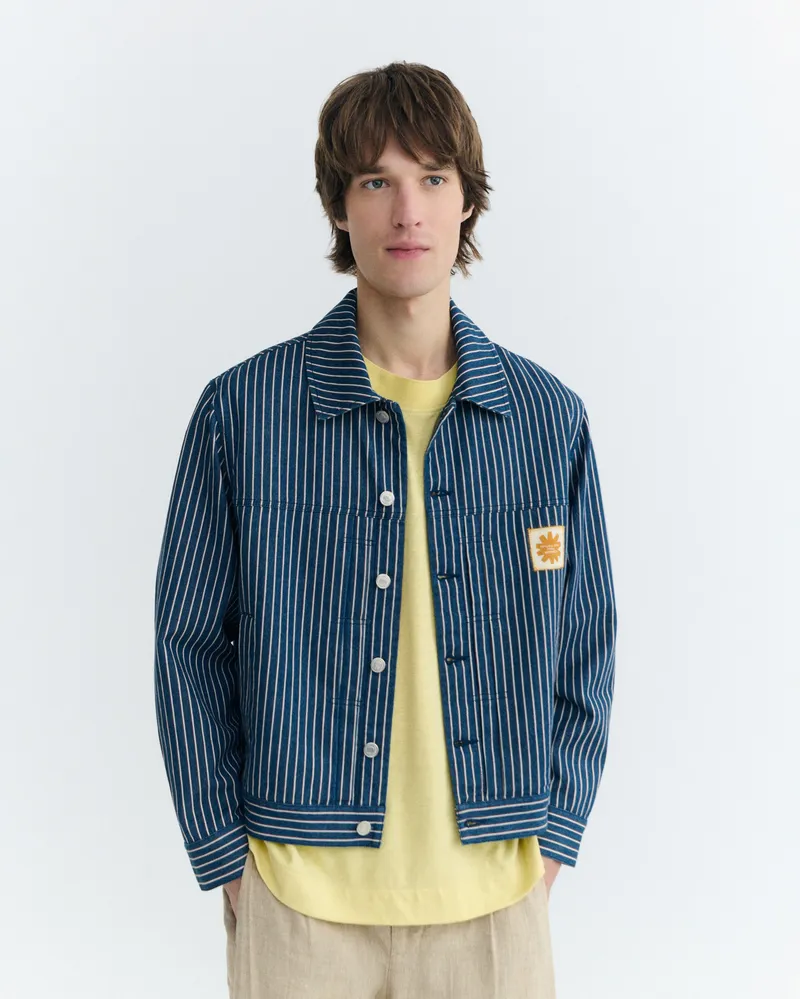 thinking mu Thinking MU Herren vegan Jacke Boxy Bruno Natural Dye Gestreift Blau, Extra dunkelblau, – Produktbild 1 von 2