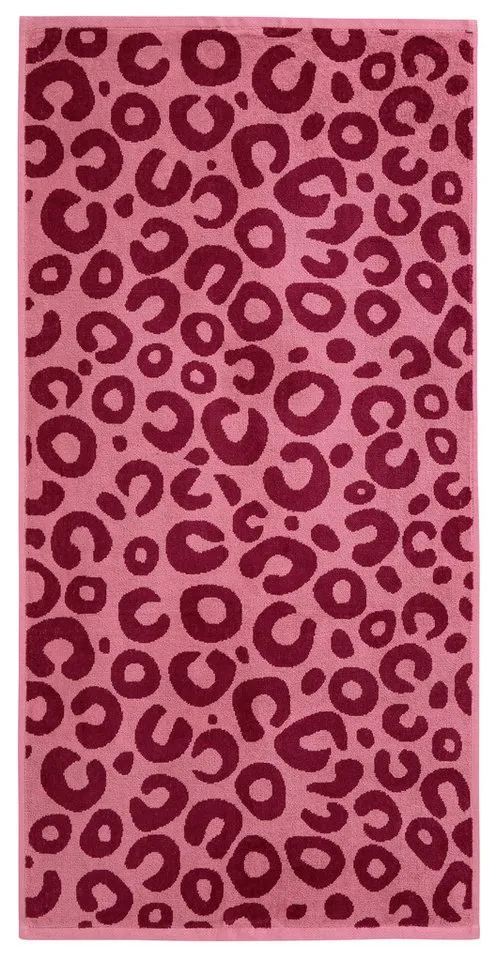 OTTO home Handtuch Set Anna Leopardenmuster, 4-tlg Handtuch-Set, 50x100cm, 100% Baumwolle, Frottiervelours (Set, 4-St), Handtücher, weich, saugstark, Rot, – Produktbild 3 von 5