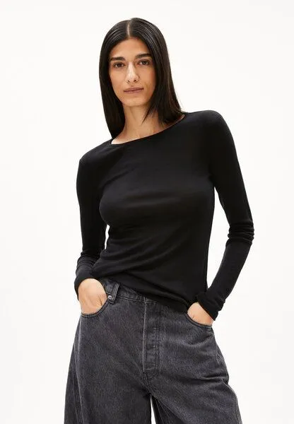 ARMEDANGELS ARMEDANGELS MAIAA Damen Longsleeve Slim Fit aus Bio-Woll Mix, Black, – Produktbild 1 von 4