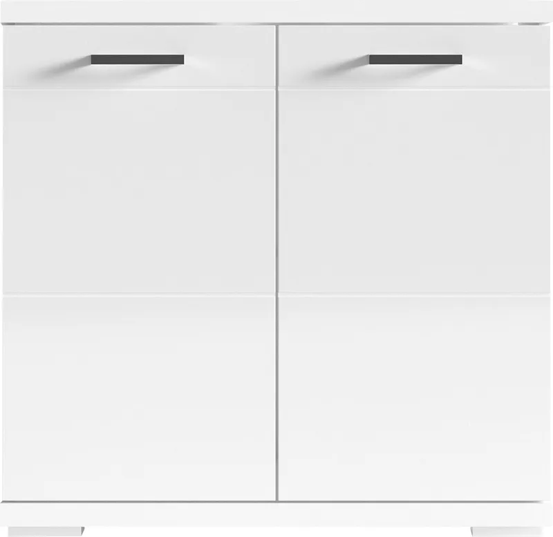byLIVING Waschbeckenunterschrank Nebraska Breite 60 cm, mit Hochglanzlackierung und verchromten Metallgriffen, Weiß, – Produktbild 4 von 5