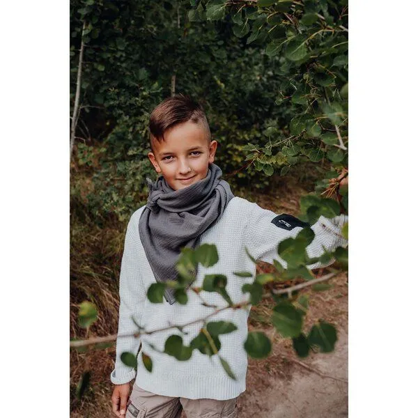 Hutch&Putch Hutch&Putch Musselin Halstuch - Schal - Dreieckstuch für Kinder (6-14 Jahre) aus 100% Bio-Baumwolle, Anthrazit, – Produktbild 4 von 4
