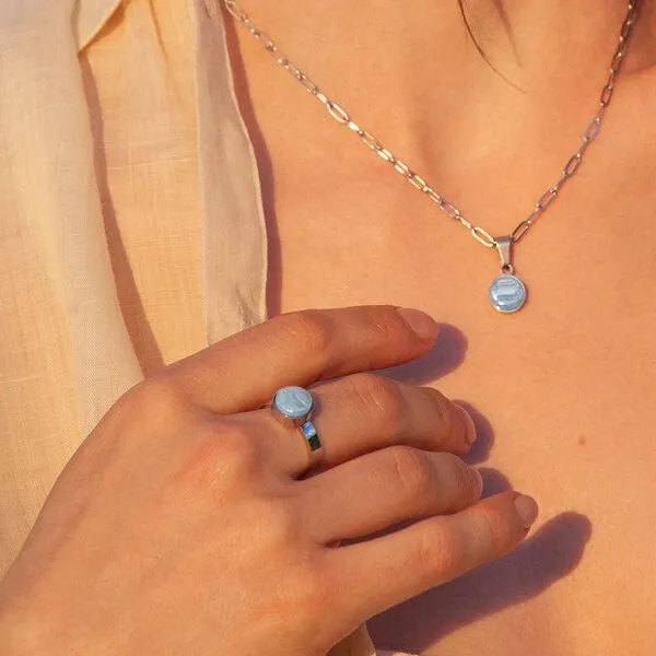 ALEXASCHA ALEXASCHA Größenverstellbarer Ring mit Stein, Himmelblau, – Produktbild 2 von 4