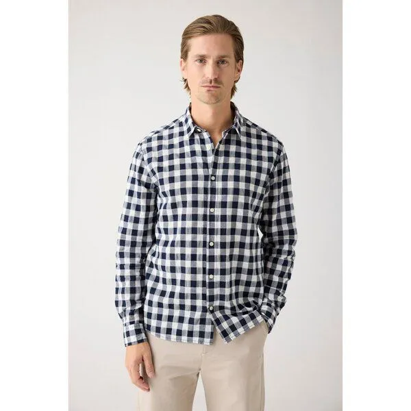 KnowledgeCotton Apparel KnowledgeCotton Apparel Regular checked Hemd aus Bio-Baumwolle - GOTS/Vegan, Blau (blue) check, – Produktbild 1 von 2