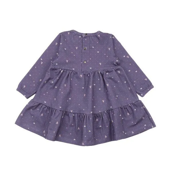 Walkiddy Walkiddy Bio-Baumwolle Kinderkleid Hearts Frill Dress Lila - GOTS-zertifiziert, Herz-Design, Nachhaltig & Fair produziert, Lila, – Produktbild 2 von 3