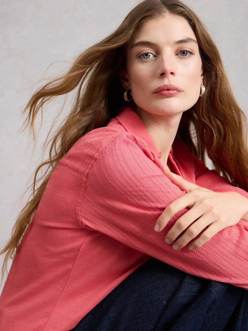 White Stuff Bluse Annie aus Material-Mix - 50, Mittelrosa, – Produktbild 1 von 4