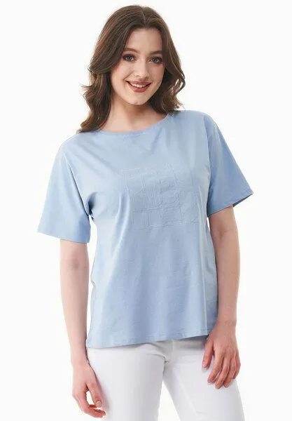 ORGANICATION ORGANICATION T-Shirt aus Bio-Baumwolle mit Stickerei, Blau(ice blue), – Produktbild 1 von 4
