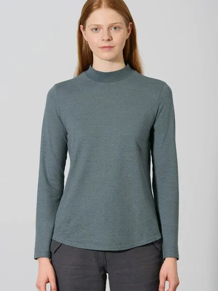 HempAge HempAge Damen Langarm-Shirt mit Stehkragen Hanf/Bio-Baumwolle, Peanut-157, – Produktbild 3 von 4