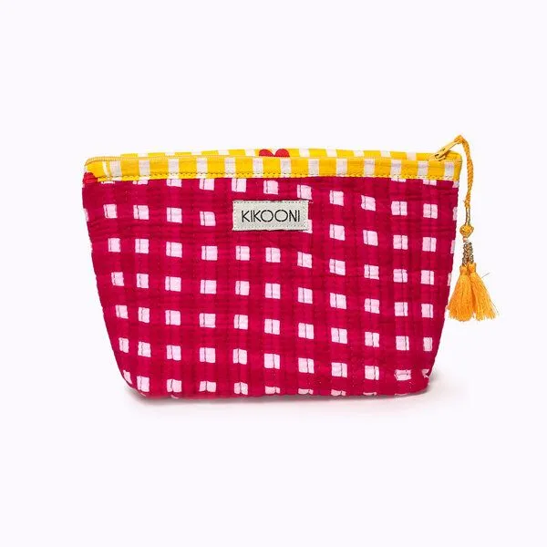 KIKOONI KIKOONI Geldbörsen | kleine Taschen | Passtasche "Mini Traveler", Happy checks pink, – Produktbild 1 von 4